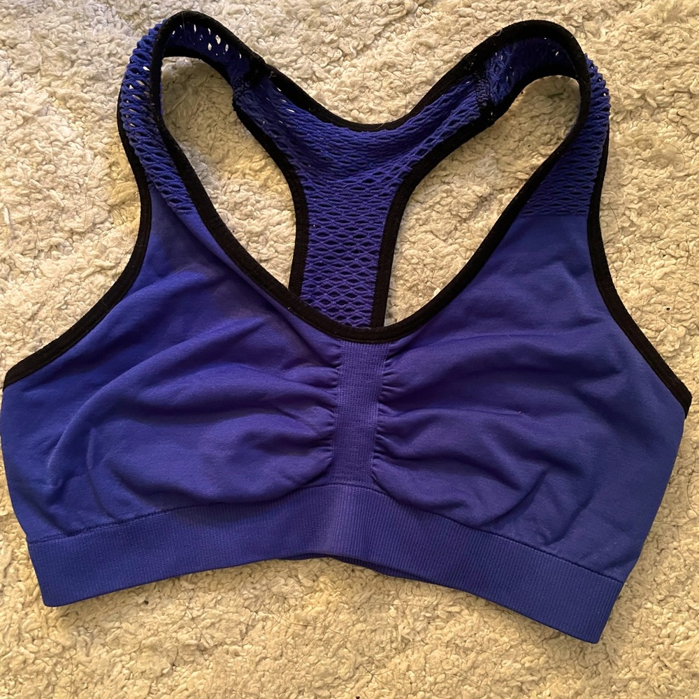 sports bra, blue and black